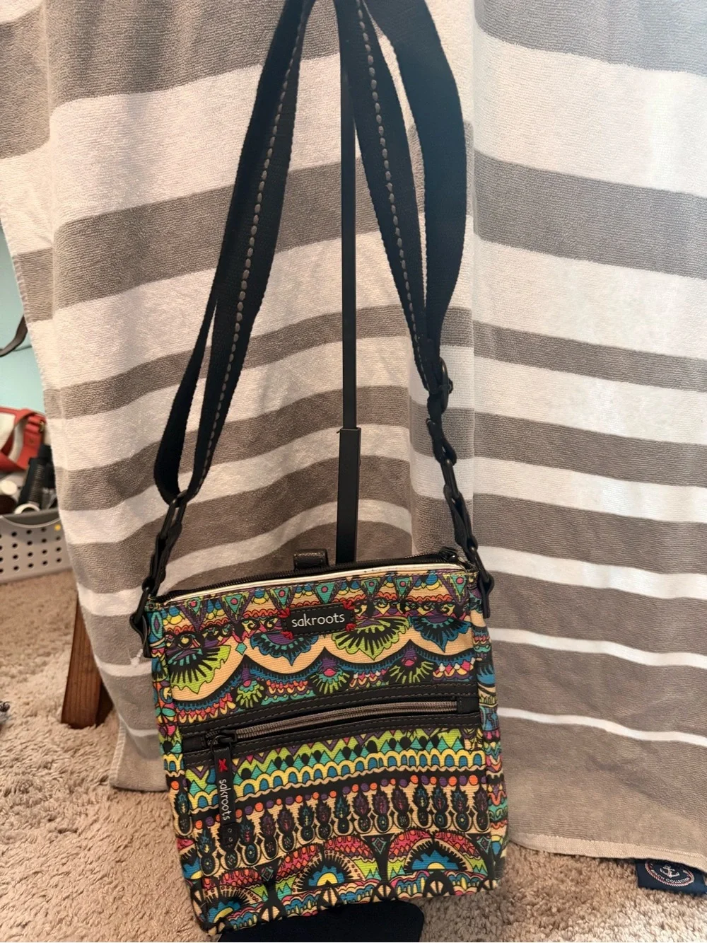 Sakroots Artist Circle Crossbody • Multicolor Boho Print • Coated Canvas • Like